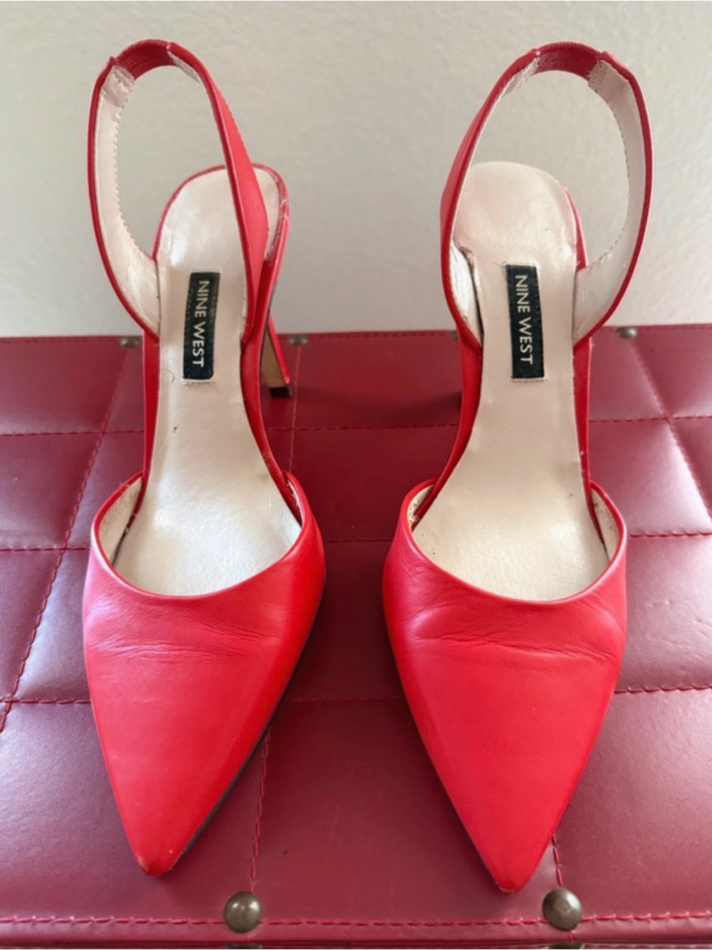 Nine West Red Pointed-Toe Slingback Heels